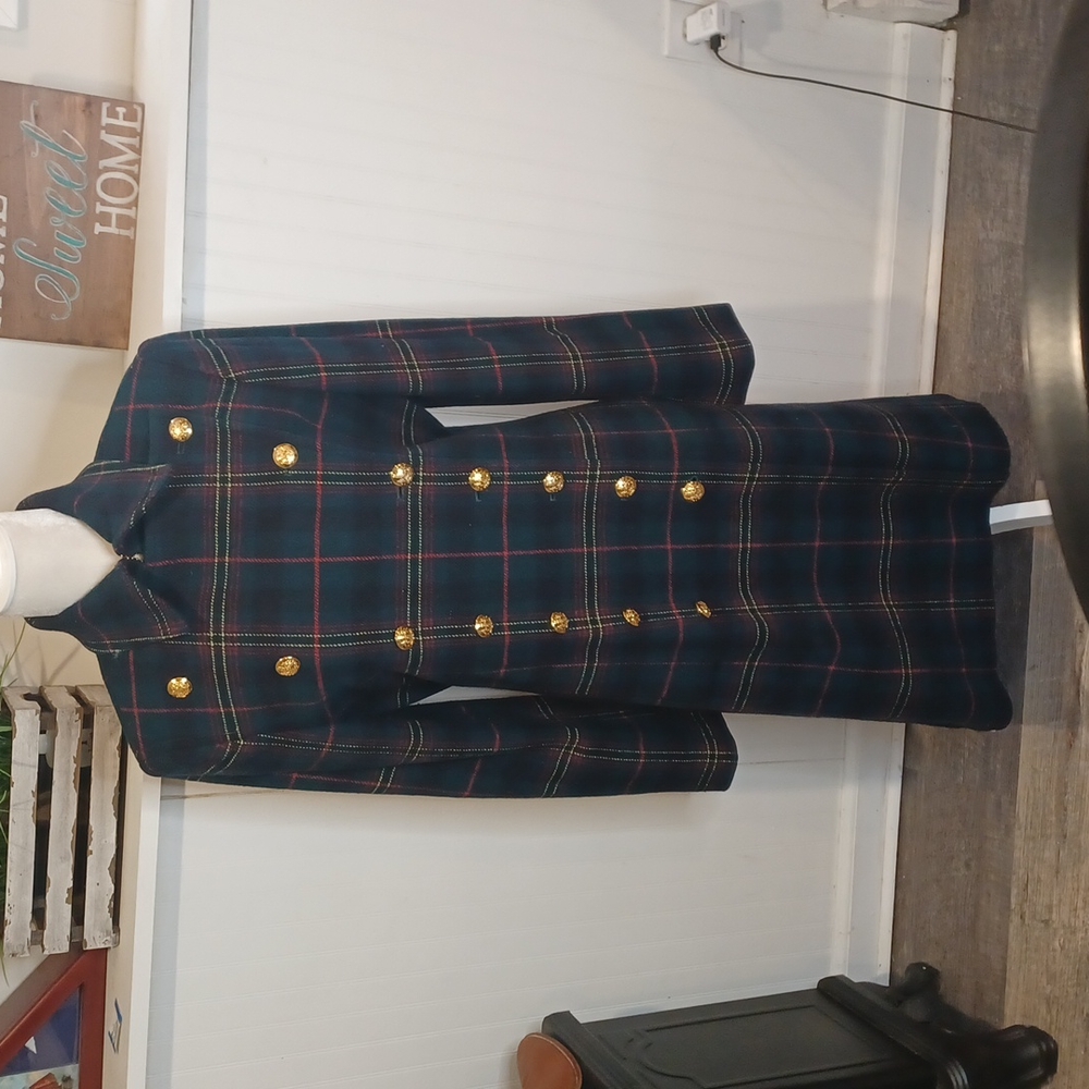 Vintage Lauren Ralph Lauren Plaid Wool Double Breasted Coat Size Medium - Picture 3 of 10